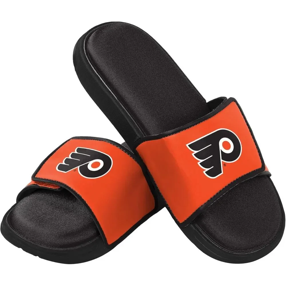 Philadelphia Flyers‎ FOCO Slide Sandals Mens L 11-12 NHL Shower Shoes NEW